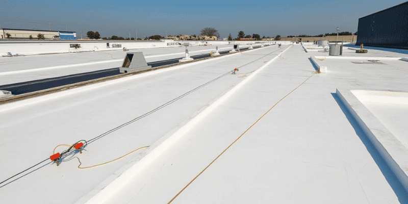 Linha de vida horizontal em telhado